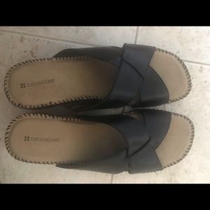 Naturalized Black Leather Sandal